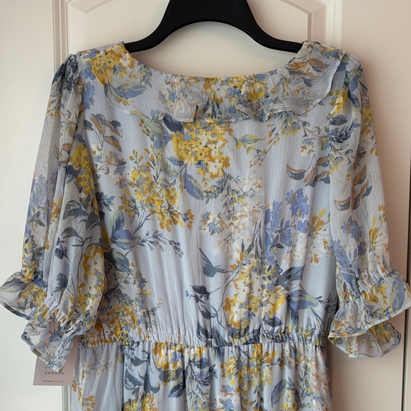 LC Lauren Conrad Blue & Yellow Floral Ruffled Maxi Dress Size 1X - Picture 5 of 14